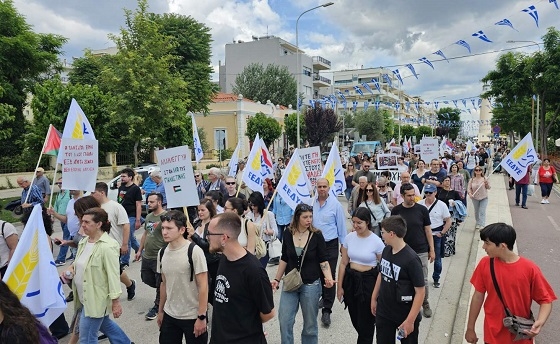 Υπέρ της Παλαιστίνης και κατά του ΝΑΤΟ η συγκέντρωση και πορεία στην Αλεξανδρούπολη.