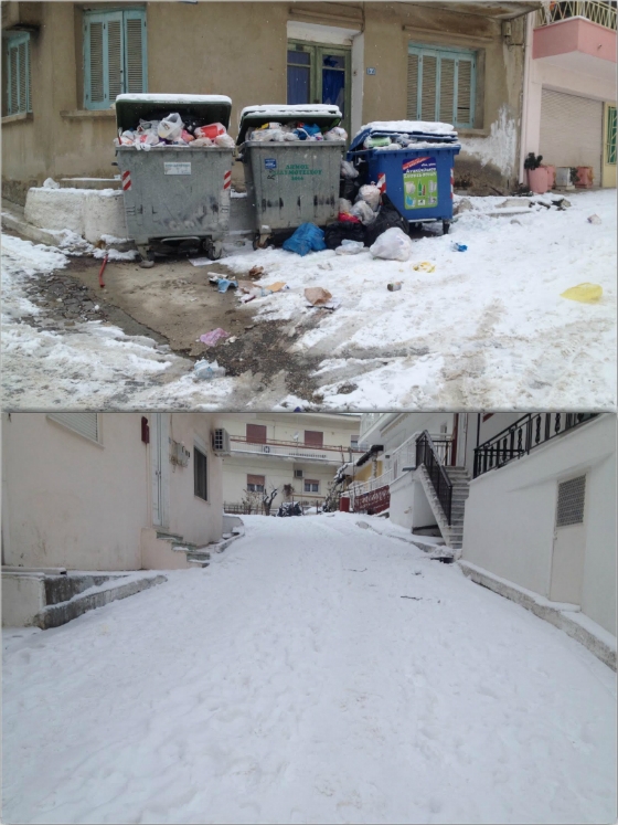 Γέμισαν οι δρόμοι από χιόνια και... σκουπίδια στο Διδυμότειχο