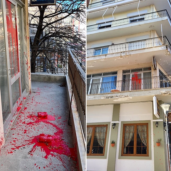 Επίθεση από αγνώστους δέχτηκαν γραφεία της Νέας Δημοκρατίας στην Αλεξανδρούπολη (φωτο)