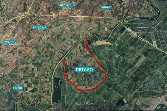 Η περιοχή του "Πετάλου" βρίσκεται στην ανατολική πλευρά του ποταμού Έβρου.