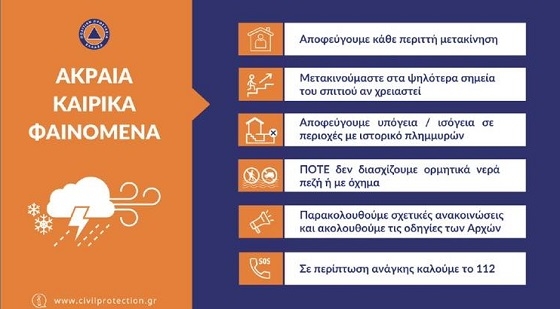 Ακραία καιρικά φαινόμενα για σήμερα στην Ανατολική Μακεδονία και Θράκη.