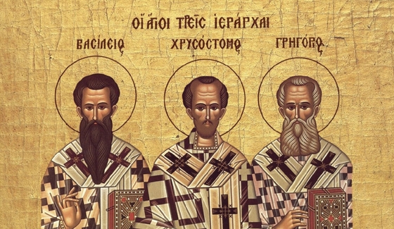 Με τον όρο Τρεις Ιεράρχες, αναφερόμαστε συνοπτικά στους τρεις επιφανείς Αγίους και θεολόγους, Βασίλειο τον Μέγα, Ιωάννη τον Χρυσόστομο και Γρηγόριο τον Ναζιανζηνό.