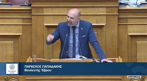 Ο Πάρης Παπαδάκης έφερε στη Βουλή το θέμα με τα θανατηφόρα ατυχήματα στον Έβρο από διακινητές λαθρομεταναστών