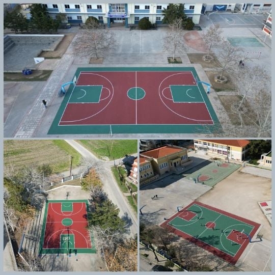 Υπαίθρια γήπεδα μπάσκετ σε σχολεία της περιοχής άλλαξαν όψη.