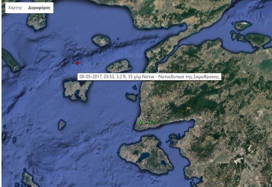 Σεισμός τα ξημερώματα της Δευτέρας μεταξύ Λήμνου και Σαμοθράκης