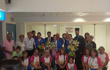 Στιγμιότυπο από την άφιξη στο αεροδρόμιο της Αλεξ/πολης μετά την ολοκλήρωση των αγώνων.