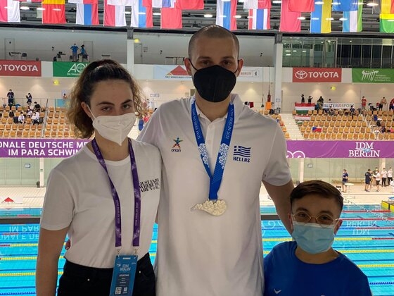 Οι τρεις πρωταγωνιστές των τελευταίων πανελλήνιων ρεκόρ, στο φινάλε του διεθνούς κολυμβητικού μίτινγκ IDM που διεξήχθη από την περασμένη Πέμπτη στο Βερολίνο.